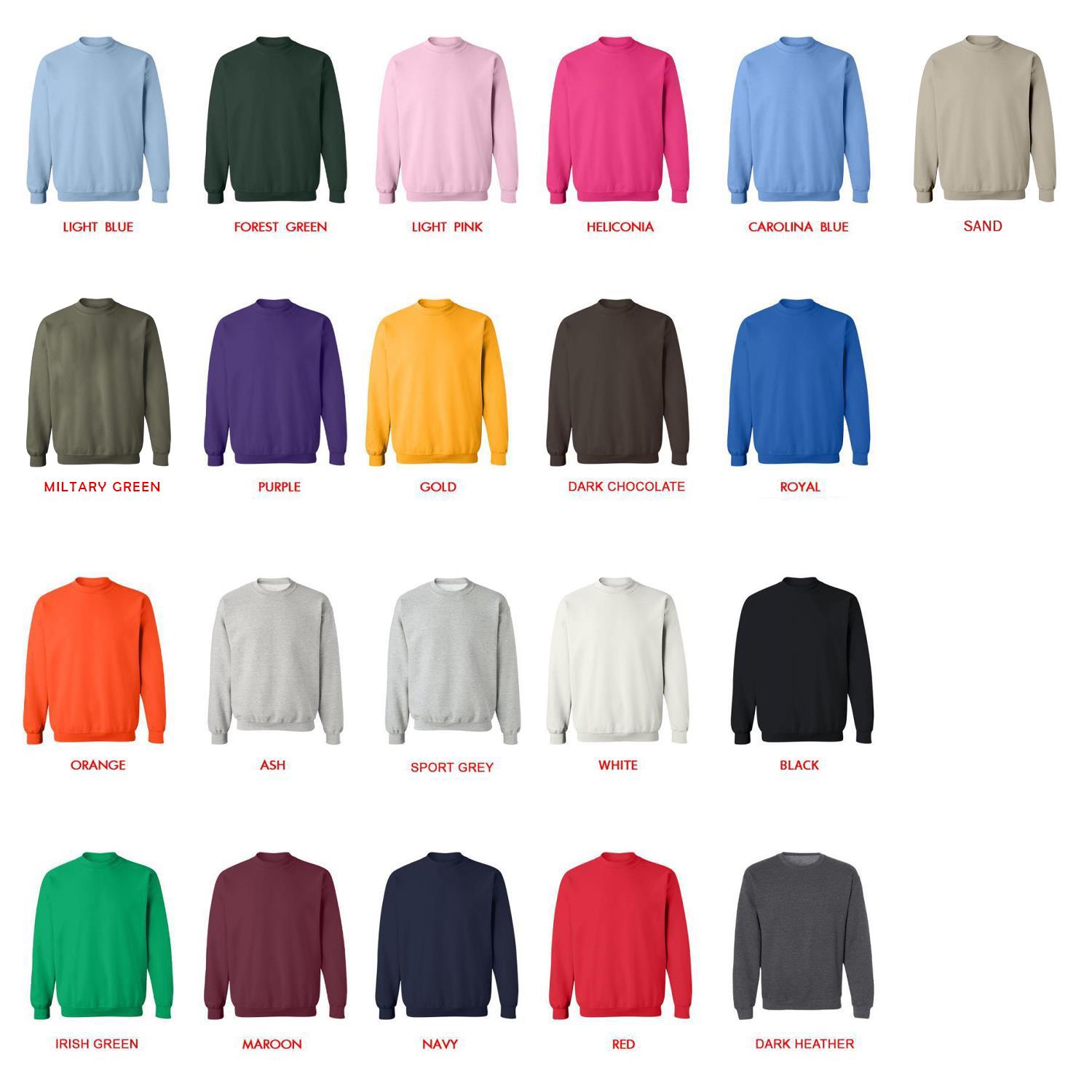 sweatshirt color chart - Nana Merch