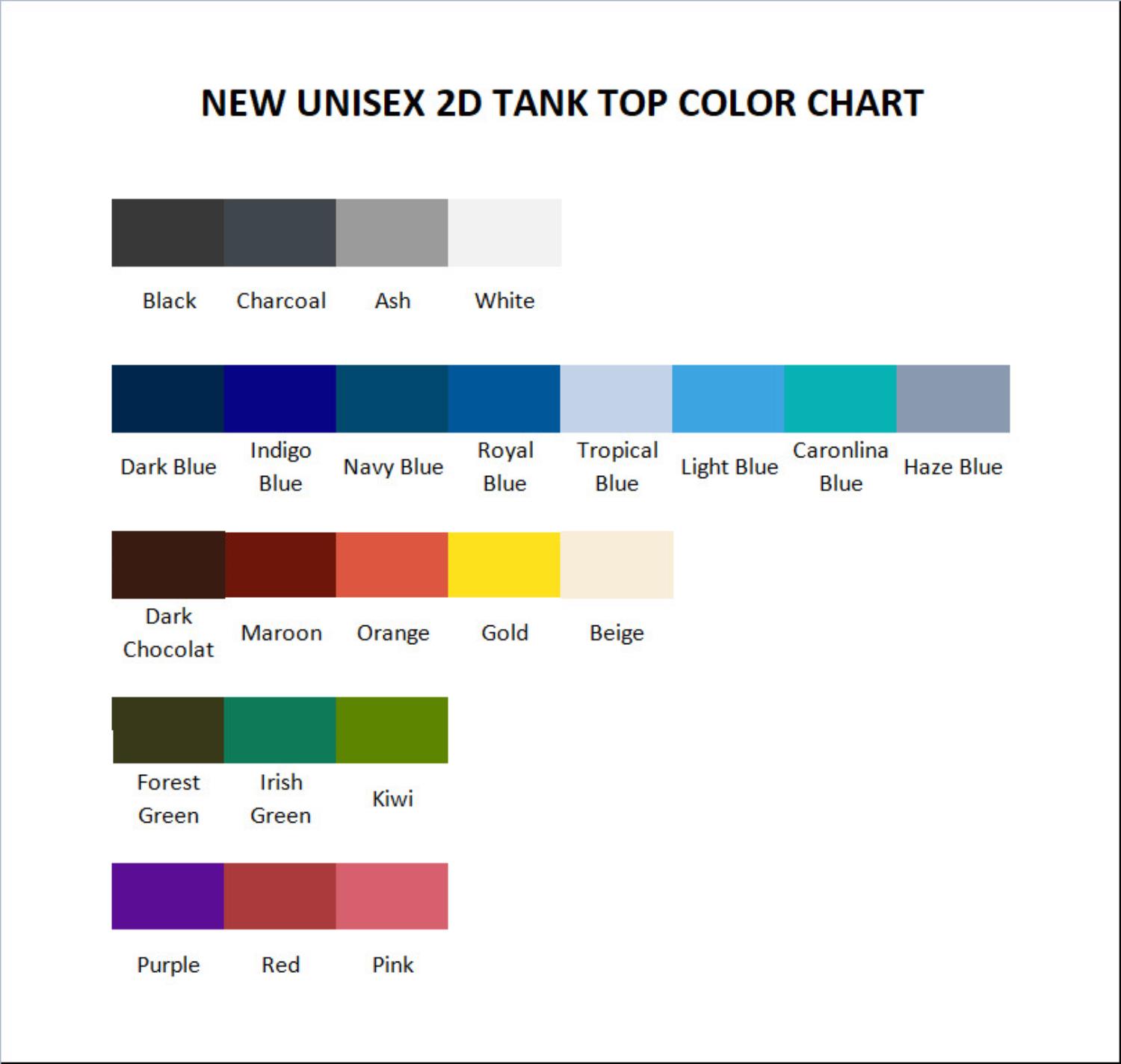 tank top color chart - Nana Merch