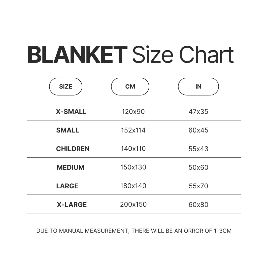Blanket Size Chart - Nana Merch