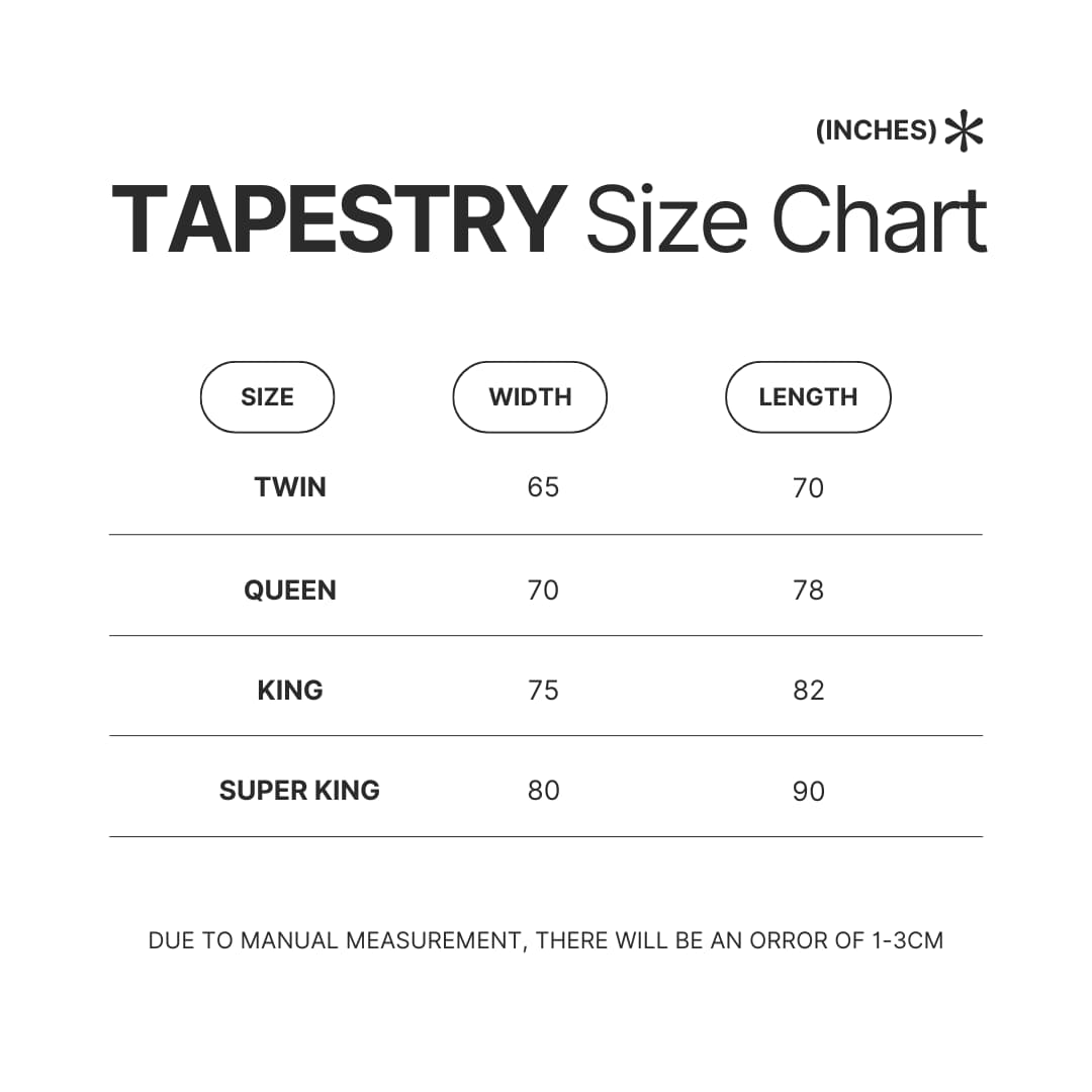 Tapestry Size Chart - Nana Merch